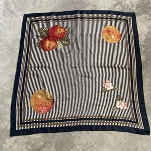 Perry Ellis Silk Square Scarf Fruit And Flower Print Made In Japan 31 X 31